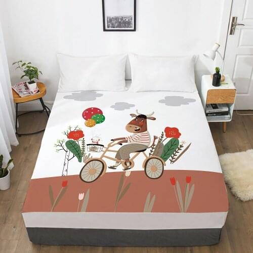 Animal Cartoon Kids Elastic fitted sheet bed sheet With An Elastic Band Mattress Cover Bed cover for children baby cattle