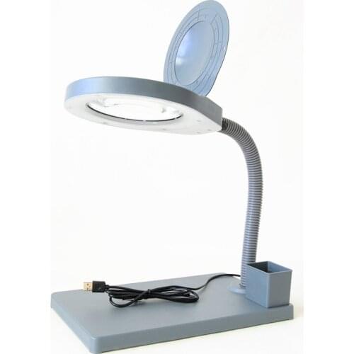 Desk Stand Illuminated Inspection Magnifying Glass with Led Lights Flexible Table Led Magnifier Repairing Helping Loupe 3x 10x