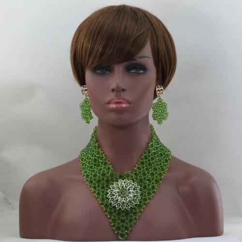 Charming Grass Green Beads Jewelry Sets Custom For African Wedding Beads Handmade New Arrival Free Shipping hx306