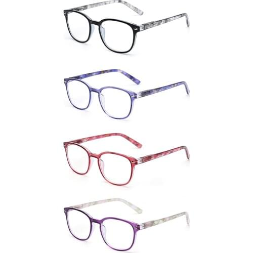 JM 4pcs/set +0.5 to +4 Spring Hinge Reading Glasses Retro Presbyopic Glasses Women Men Magnifier Diopter