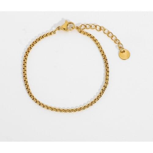 Personalized Stacking Women Bracelet Jewerly Stainless Steel Gold Beads Chain Square Beaded Bracelets For Daily Wear