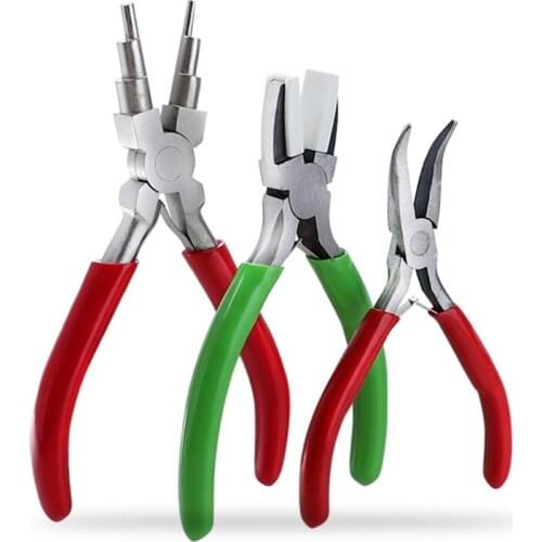 1/3x Flat Curved Nose Pliers Ring Looping Wire Looper Split Ring Jewelry Making 831F
