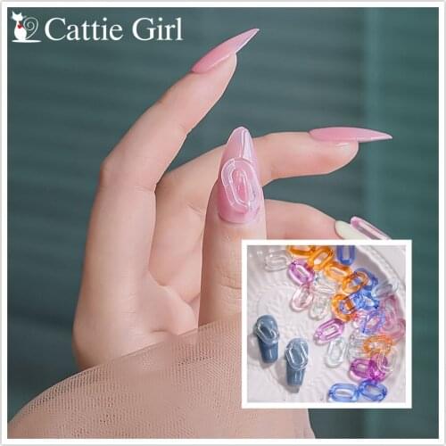 50pcs Translucent Nail Ring 3D Nail Decoration Nail Art Chain DIY Design Colour Chain Decorations Manicure