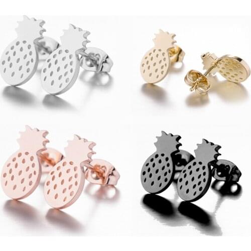 Hot Stainless Steel Pineapple Earring Personality Fruit Stud Earings Sweet Ear Bijoux Women Wedding Gift Party Everyday Jewelry