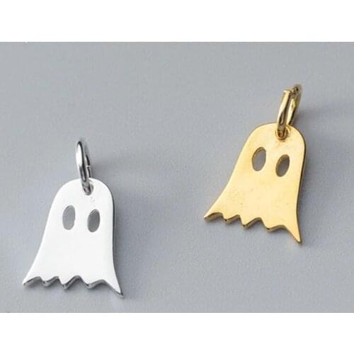 100% 925 Sterling Silver Fashion Ghost Earring Charms DIY Unisex Jewlery Make 10.5mm Small High Quality Silver Ornament Pendants