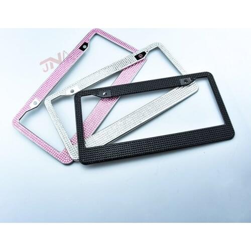 Girl Bling Cryst License Plate Frame Pink/Black/White Glitter Car Frame Plate