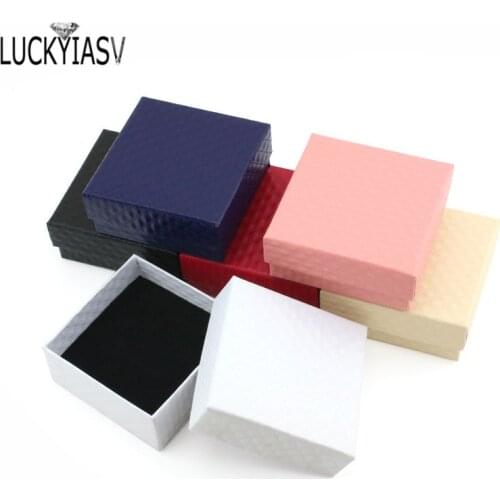 Jewelry Box Pendant Storage Organizer Box Ring Case Gift Box Diamond Textured Package For Pendant Necklace Box 7.3x7.3x3.5cm