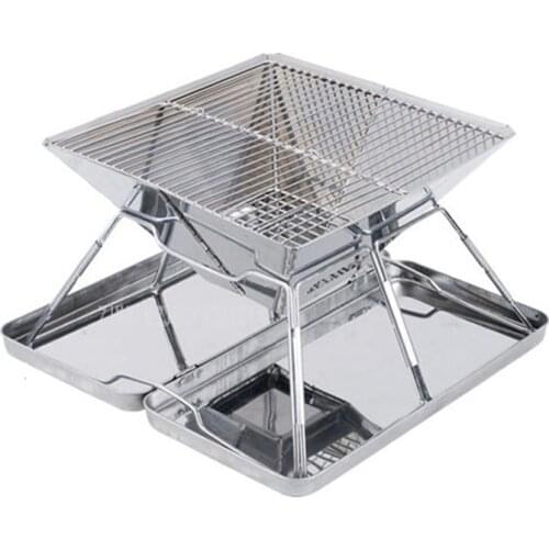 Stainless Steel Folding Charcoal BBQ Grills 31X31X21cm Picnic Barbecue BBQ Roast Stove Rack For Outdoor Home Garden Roasting