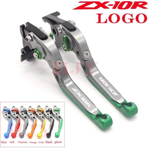 For KAWASAKI ZX-10R ZX-10RR ZX-10KRT ZX 10 RR ZX 10 KRT ZX 10R 2016-2017 Folding Extendable Brake Clutch Levers LOGO ZX-10R