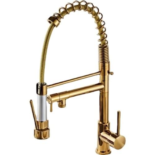 Spring Pull Down Kitchen Sink Faucet 2 Functions Stream Spray Faucets Crane Black Hot Cold Water Mixer Kitchen Taps