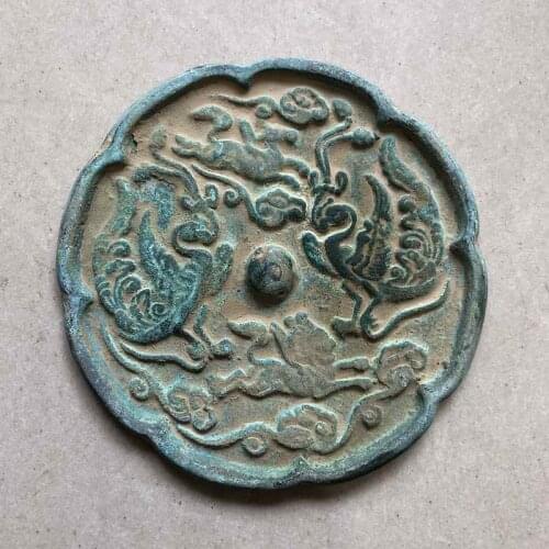 Old bronze mirrors, Lace bronze mirror, Exquisite four beast bronze mirror