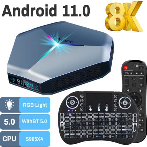 Transpeed Android11 Amlogic S905X4 TV BOX A95X F4 RGB Light TV Box Dual Wifi 8K 4K 3D Youtube Media Player Set top box