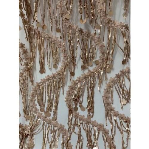 Unique African net lace for wedding dress YG-12283 French tulle embroidery lace fabric with sequins