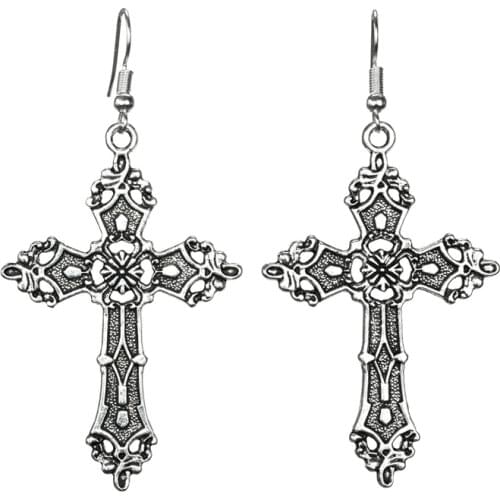 Ladies Large Cross Earrings Korean Fashion Punk Gothic Retro Glamour Steampunk Jewelry Gifts for Women