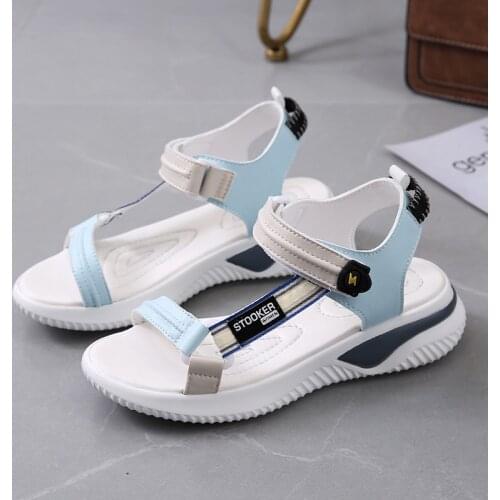 2021 Womens Shoes Outdoor Sandals Summer Thick-soled Harajuku Roman Couple Beach Shoes Microfiber Shoes Zapatos De Mujer
