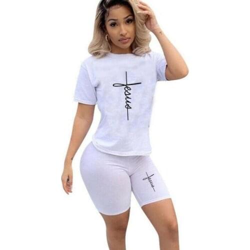 Womens Summer Suit with Shorts 2 Piece Sets Womens Outfits Womens Shorts Suits Short Sleeve Tops + Jogger Shorts for Female