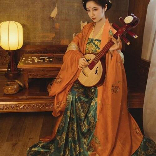 Women Traditional Chinese Hanfu Dress Han Dynasty Novelty Stage Performance Clothing Female Satin Print Cosplay Costumes
