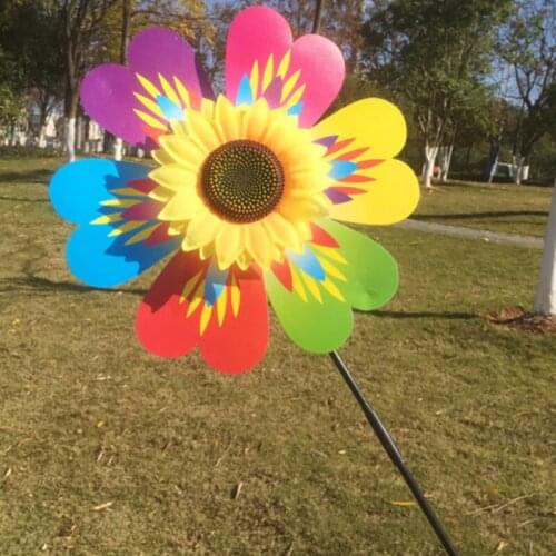 1Pc Colorful Sequins Sunflower Windmill Wind Spinner Home Garden Yard Decoration Kids Toys Easy Rotate