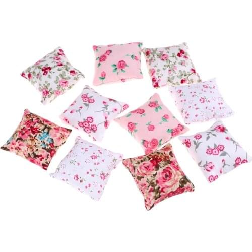 2PCS/lot Fashion Flower Pillow Cushions For Sofa Couch Bed 1/12 Dollhouse Miniature Doll Accessories