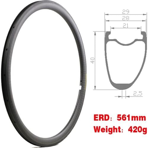 420g Asymmetrical Rim Clincher 700C Carbon Fiber Racing Rim Depth 40mm 3K / UD / 12K / Marble Road Bike Bicycle Rim Cycling Ring