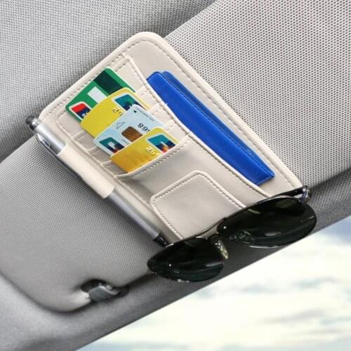 Car Sun Visor Organizer Holder Glasses Card Clip Universal Auto Interior Accessories Organizer Pocket
