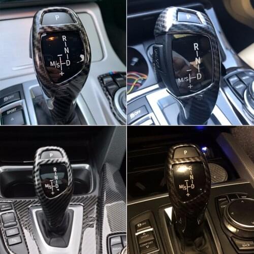Car Styling Carbon Fiber Gear Shift Handle Sleeve Button Cover Stickers Trim For BMW F20 F30 F10 F32 F25 X5 F15 X6 F16