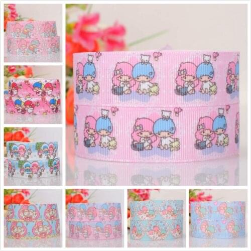 Random delivery big sales 5/10/20 yards Japanese cartoon little twin star ribbon printed grosgrain ribbon Free shipping