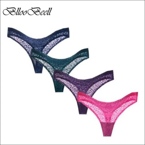 BllooBeell Solid Womens Underwear G-String Seamless Women Panties Ladies Briefs Sexy Lace Thong L/XL/XXL T Word Pants 4pcs/lot
