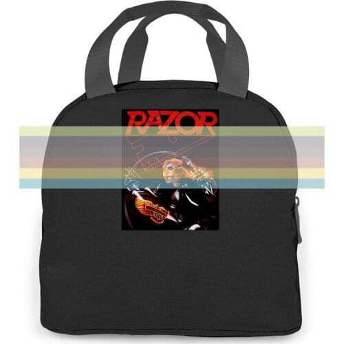 RAZOR EVIL INVADERS THRASH SPEED METAL BAND SACRIFICE RAVEN NEW BLACK Straight women men Portable insulated lunch bag school