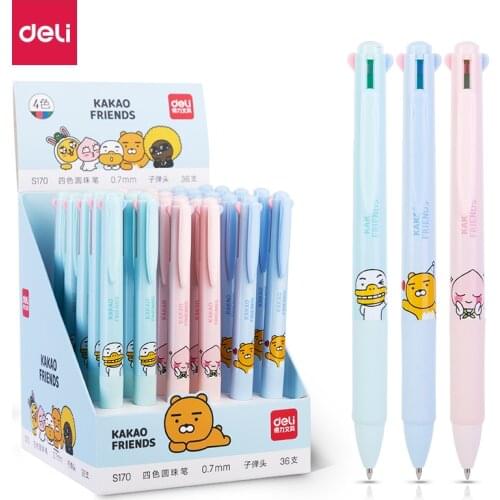 Deli 4 Colors kawaii Ballpoint Pen 1pcs 4 Colors S170 Ball Point Pen Cute Korean Stationery Kids Gift 0.7mm Pen School supplies