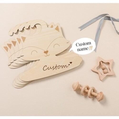 Baby Hanger 1PCS Wooden Cartoon Fox Hanger Personalized Custom Gifts Children Clothes Hanging Kids Room Decoration Hook