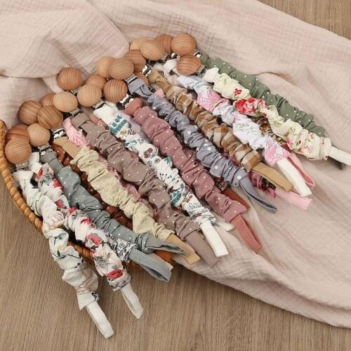 Baby Infant Cotton Pacifier Clip Vintage Wave Floral Style for Newborn Teething Soother Chew Dummy Chains Dropship