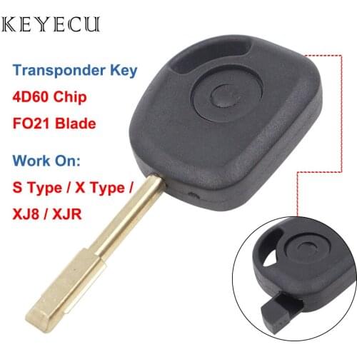 Keyecu Transponder Key with 4D60 Glass Chip for Jaguar S Type 2000-2008, X Type 2002-2008, XJR XJ8 2004 2005 2006 2007 2008