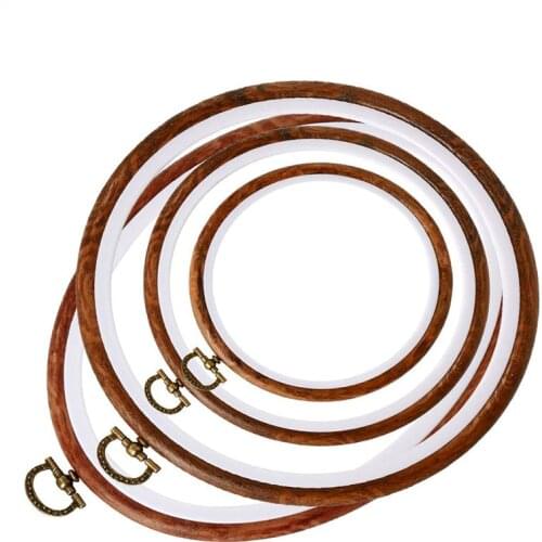 Embroidery Hoop Ring Imitated Wood Plastic Display Frame Circle and Oval Embroidery Kits For DIY Cross Stitch Craft Tool