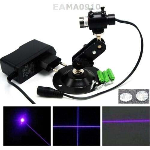 Dot Blue/Purple 50mW 405nm Laser Module w /Line&Cross Lens + Adapter + Holder