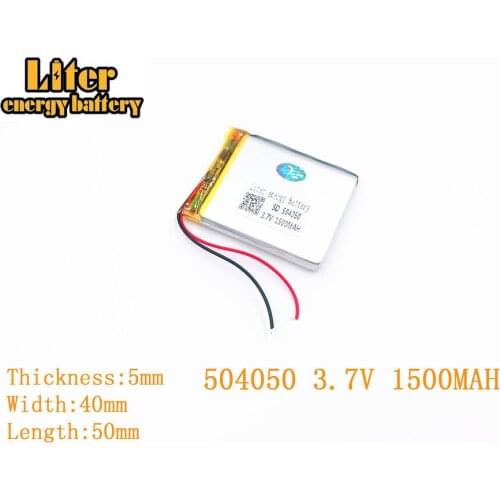 Liter energy battery 3.7V 1500mAh 504050 plug Lithium Polymer Rechargeable Battery For MP3 MP4 MP5 Lithium polymer battery