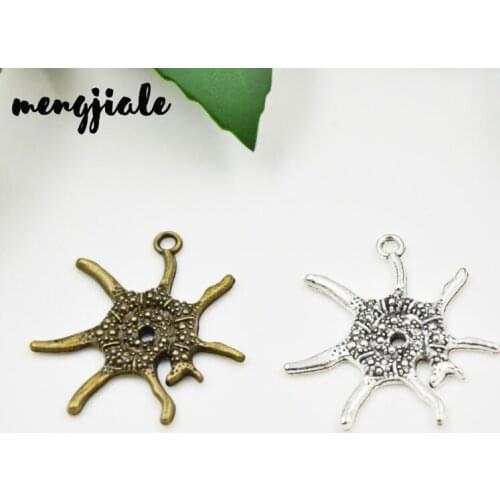 MENGJIALE 15pcs Vintage Starfish Pendant Charms For Jewelry Making 2 Colors Sea Animal Charms Charm Aquatic Creatures 34x30mm