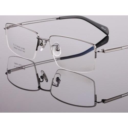 High Quality Pure Titanium Glasses Ultra Light Half Frame Metal Mens Myopia Prescription Glasses Optical Glasses Frame 924