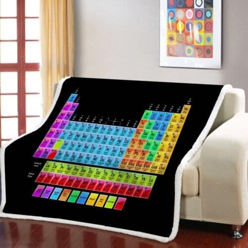 Scientific Periodic Table of Elements Throw Blanket Sherpa Fleece Plush Bedding Winter Warm Bedspread For Girls Boys Custom