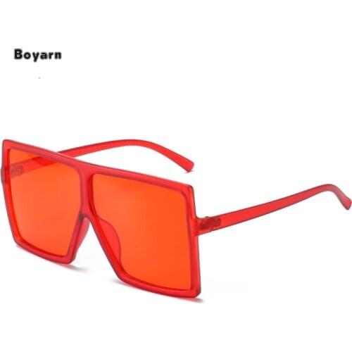 New 2021 Sunglasses Net Live Contracted Large Square Eyeglasses Fashion Sun Glasses Red Women UV400 Plastic Acrylic