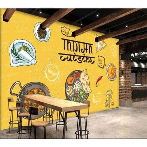 Papel de parde hand-painted Indian cuisine 3d wallpaper mural, living room kitchen wall papers home decor