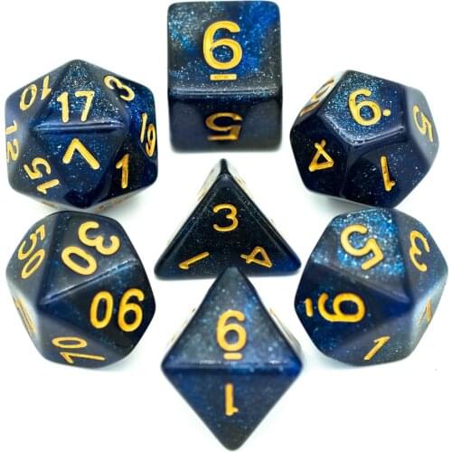 Poludie 7Pcs/Set Starry Sky Series DND Dice Set D4 D6 D8 D10 D% D12 D20 Polyhedron Dice for Role Playing Board Game RPG MTG D&D