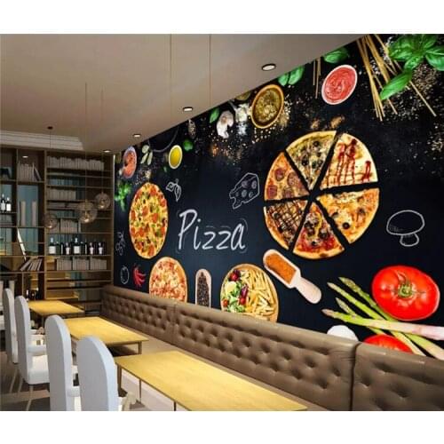 Custom 3d wallpaper mural personality pizza cake shop blackboard background wall papers home decor papel de parede