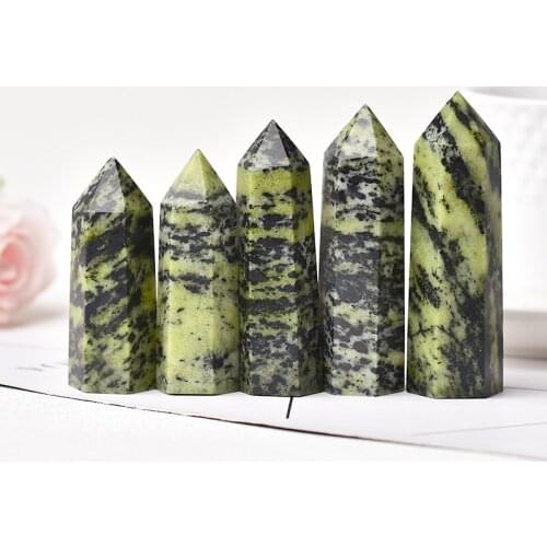 Natural Crystal Point Energy Healing Stone Natural Quartz Ink Lines jade Home Decor Reiki Polished Crafts Stone Carved 1PC