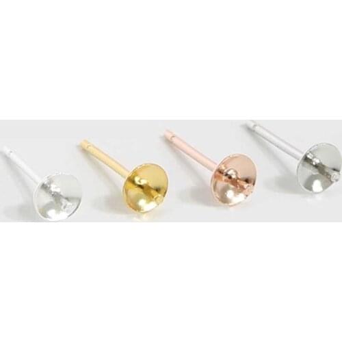 Sauvoo 5 Pairs 925 Sterling Silver Earring Posts with 2.5mm 3mm 4mm Cup and Peg Pearl Post Earring Components DIY Jewelry Making