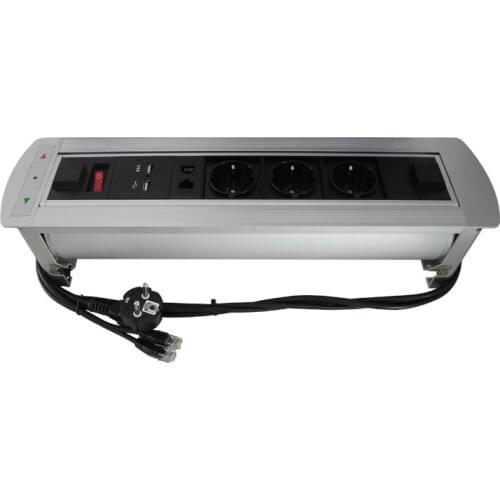 Silver Flipping Electric Socket with European power and USB Charger,Smart Socket /Intelligent Socket