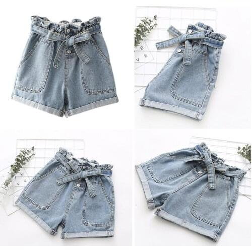 Womens High Waist Shorts With Belt Denim Shorts Female Summer Short Jeans 2021 S-3XL Ladies Bottom