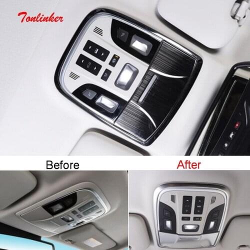 Tonlinker Interior Front/Rear Reading light Cover case stickers For Haval F7/F7X 2018-19 Car Styling 2 PCS Metal Cover sticker