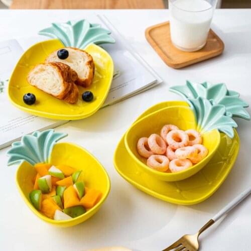 Vajilla Creative Fruit Pineapple Bowl Household Cute Girls Cute Dishes Children Tableware Ceramic Breakfast Dinnerware Vaisselle