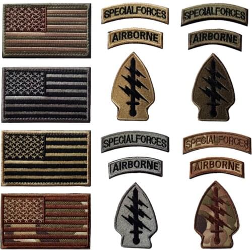US Army Military Badges Hook Loop Flag Patches Embroidered Applique for Jacket Clothes Stickers Badge DIY Apparel Accessories